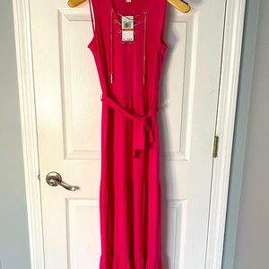 🩷🩷🩷Michael Kors Fuschia Tiered Full-length Sun Dress